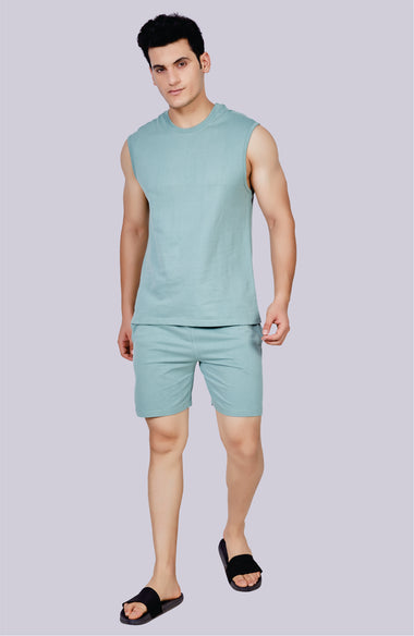 Men's Sleeveless Co-Ord Set (Mint Green)