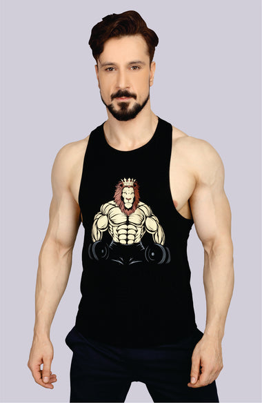 Men's Printed Gym Vest (Black)