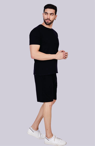 Men's Half Sleeve Co-Ord Set (Black)