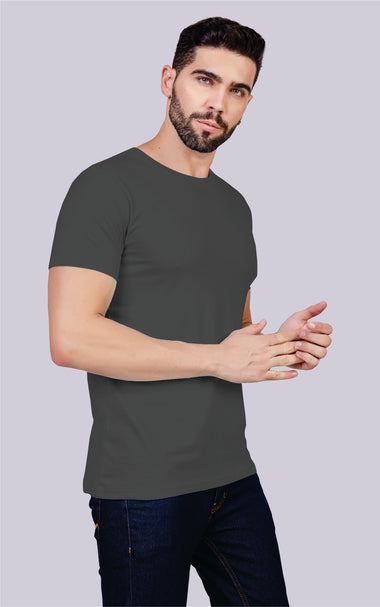 Men's Solid Crew Neck T-Shirt (Steel Grey)