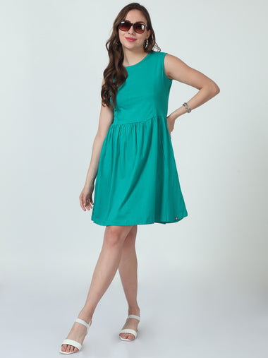 Women's Frill Dress (Sea Green)