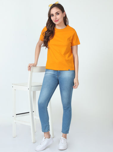 Women's Round Neck T-Shirt (Mustard)