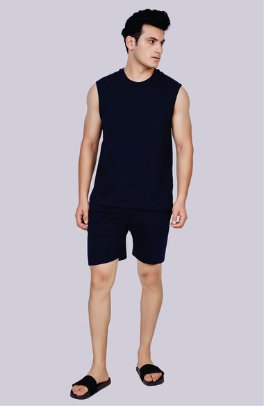 Men's Sleeveless Co-Ord Set (Navy)