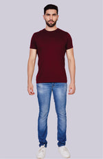 Men's Solid Crew Neck T-Shirt (Wine)