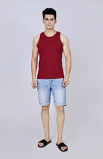 Men's Solid Tank Vest (Maroon)