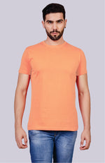 Men's Solid Crew Neck T-Shirt (Light Orange)