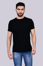 Men's Solid Crew Neck T-Shirt (Black)