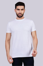Men's Solid Crew Neck T-Shirt (White)