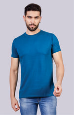 Men's Solid Crew Neck T-Shirt (P. Blue)