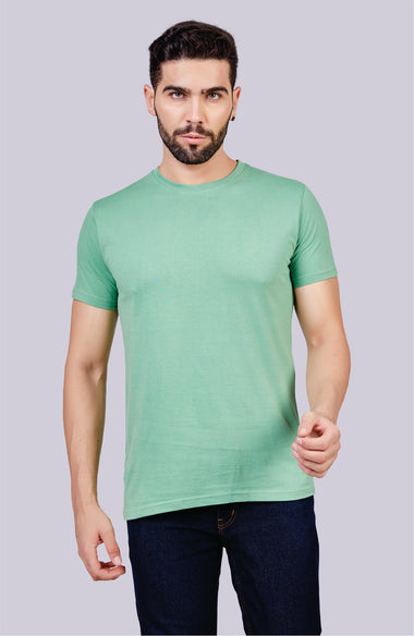 Men's Solid Crew Neck T-Shirt (Mint Green)