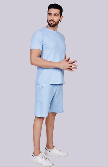 Men's Half Sleeve Co-Ord Set (Aqua Blue)