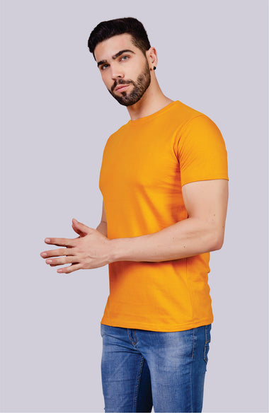 Men's Solid Crew Neck T-Shirt (Mustard)