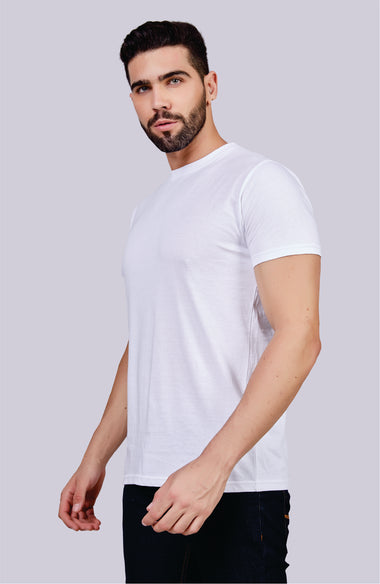 Men's Solid Crew Neck T-Shirt (White)