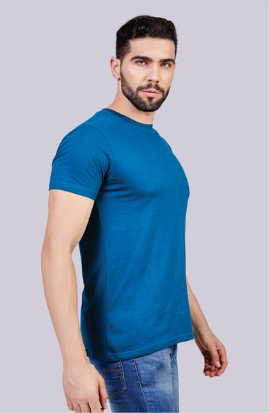 Men's Solid Crew Neck T-Shirt (P. Blue)