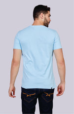 Men's Solid Crew Neck T-Shirt (Aqua Blue)