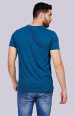 Men's Solid Crew Neck T-Shirt (P. Blue)