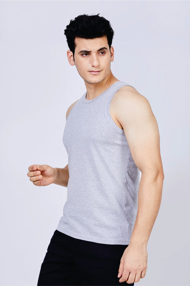 Men's Solid Tank Vest (Grey)