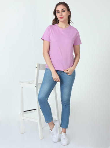 Women's Round Neck T-Shirt (Lavender)