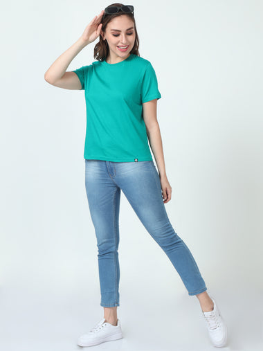 Women's Round Neck T-Shirt  (Sea Green)