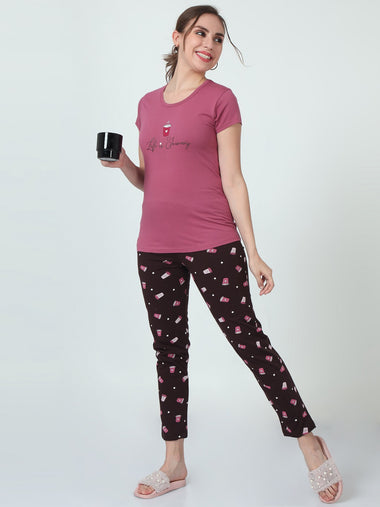 Women's Pyjama Set (Light Maroon)